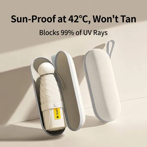 Mini Pocket Capsule Umbrella UV Protection Compact Lightweight Five Fold Parasol For Sun Rain Portable Travel Umbrella For Women