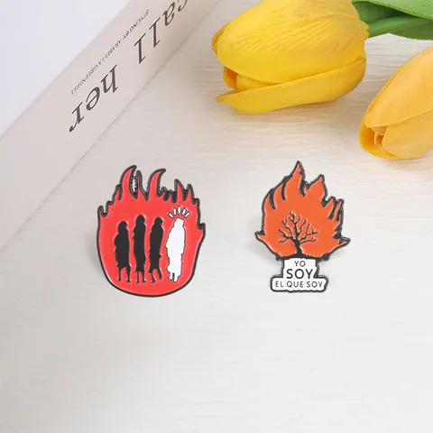 Broches Silhouette d'Arbre de Flamme en Alliage de Zinc Rétro Pins de Badge en Métal pour Accessoires de Bijoux de Mode de Vêtements de Sac à Dos
