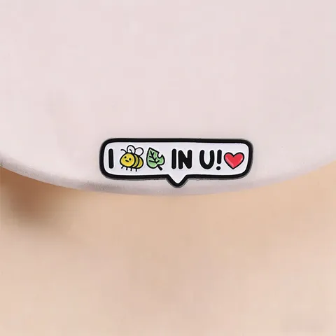 Cartoon Bee Leaf Heart Zinc Alloy Enamel Brooch Pun Speech Bubble Metal Badge Pin Accessory For Backpack Gift For Friends