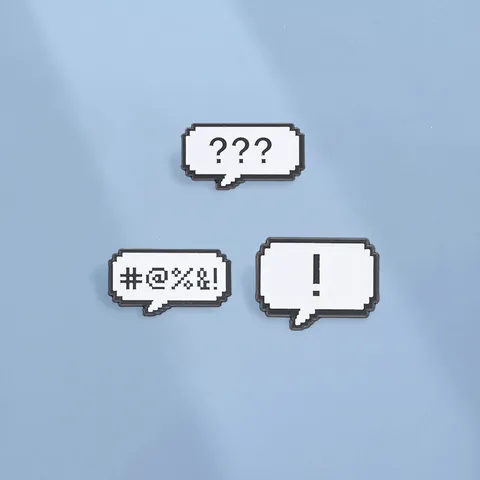 Retro Pixel Speech Bubble Brooch Pin Question Mark Exclamation Mark Symbol Enamel Badge Alloy Fun Gamer Lapel Pin For Women Men