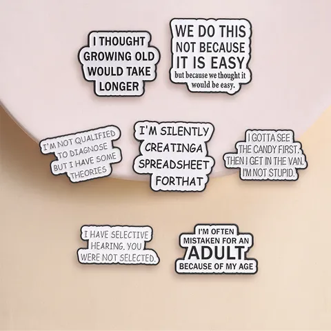 Funny English Quote Enamel Brooch Pin Funny Slogan Speech Bubble Badge Zinc Alloy Lapel Pin For Clothing Bag Decoration Unisex Fashion Jewelry Gift