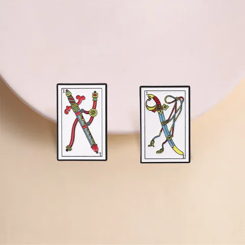 Vintage Tarot Zwaard Metalen Broche Set Zinklegering Emaille Pin Retro Kaart Ontwerp Rugzak Decor Badge Unisex