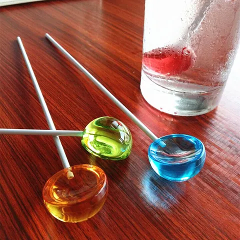 Cuillère à Mélanger Café Sucette Créative Acier Inoxydable Acrylique Mignon Long Manche Cocktail Vaisselle