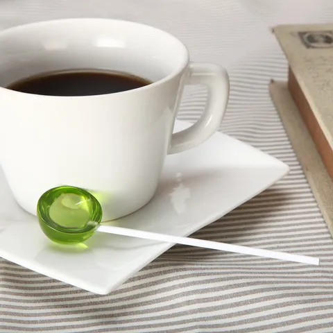 Cuillère à Mélanger Café Sucette Créative Acier Inoxydable Acrylique Mignon Long Manche Cocktail Vaisselle