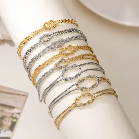 Vintage Infinity Knot Snake Chain Bracelet For Women Gold Plated Copper Hip Hop Stardust Twisted Bangle Jewelry Gift