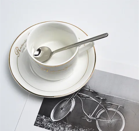 Cuillère à Café Minimaliste en Acier Inoxydable 304 Longue Courte Dorée Argentée Cuisine