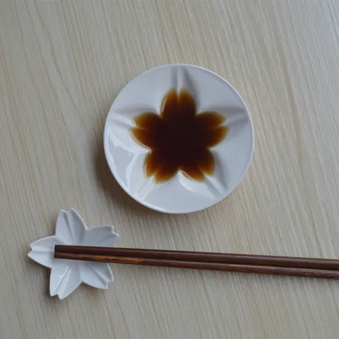Plat à Sauce en Céramique Fleur de Cerisier Japonaise Assiette d'Assaisonnement Mignon Floral