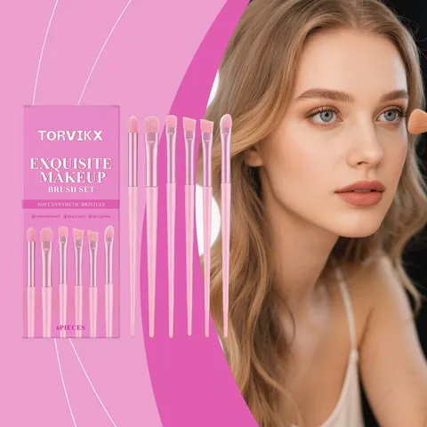 Portable Pink Makeup Brush Set Soft Synthetic Bristles Professional Facial Cosmetic Tool For Daily Makeup