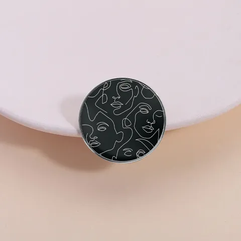 Spilla in Lega di Zinco con Volti Astratti in Line Art Distintivo Artistico Minimalista Pin da Risvolto Creativa Gioielli