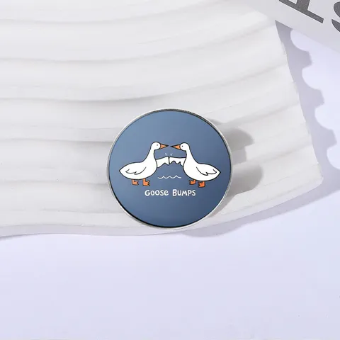 Funny Goose Bumps Zinc Alloy Enamel Brooch Pin Cartoon Animals Punching Geese Badge For Clothing Backpack Accessories Gift