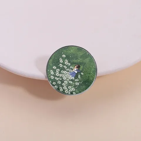 Anime Girl Floral Illustration Zinc Alloy Brooch Cute Cartoon Metal Lapel Pin Badge Fashion Jewelry Gift