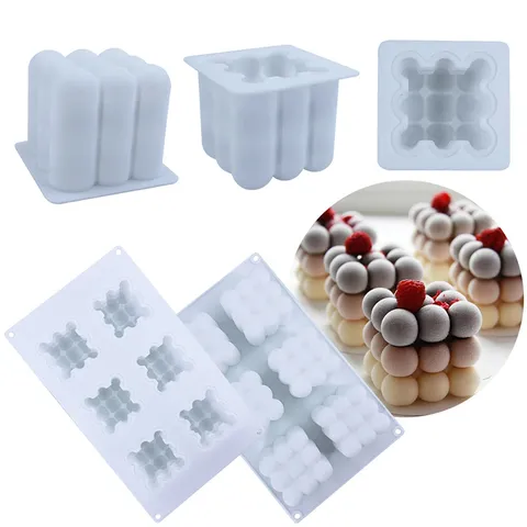 Silicone Cube Mold 3D Geometric Mousse Cake Mold DIY Aromatherapy Candle Making Mold Baking Tool Pastry Mold