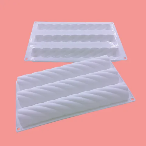 Platinum Silicone Multi-Cavity Twist Spiral Mousse Cake Mold DIY Handmade Dessert Baking Pan Minimalist Kitchen Cake Molds Tool