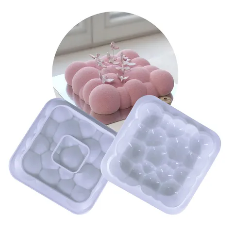 3D Bubble Cloud Silicone Mousse Cake Mold Square French Dessert Baking Mold For DIY Chocolate Fondant Pastry Cake Decoration