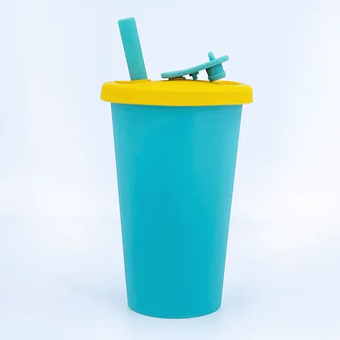 Silicone Baby Training Cup With Straw Lid Heat Resistant Toddler Sippy Cup Anti-Fall Snack Bowl For Infants Kids