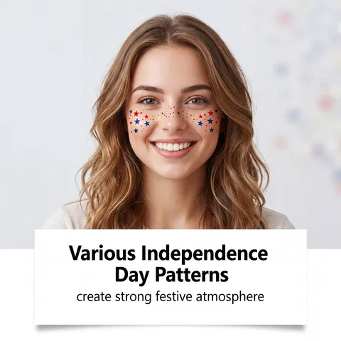 Independence Day Temporary Tattoo Stickers Star Dots Waterproof Sweatproof Facial Decor For Women Men Party Celebrating Event