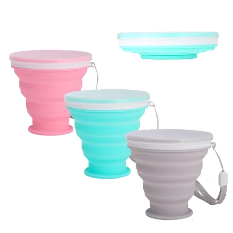 Portable Foldable Silicone Water Cup Travel Pocket Cup Leakproof Collapsible Sports Mug For Outdoor Camping Hiking Drinking Cup