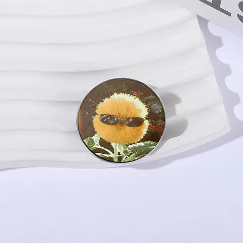 Funny Sunglasses Sunflower Zinc Alloy Brooch Pin Retro Round Square Cartoon Plant Badge Enamel Painted Lapel Pin Accessory