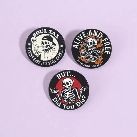 Badge de Crâne de Dessin Animé Créatif Broche en Émail Alliage de Zinc Peinture au Four Squelette Cheval Épinglette pour Sac à Dos