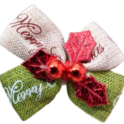 Decorazione a Fiocco con Nastri Natalizi con Campanellini D'oro Fiocco in Sacco Merry Christmas per Albero di Natale Ornamento Appeso DIY