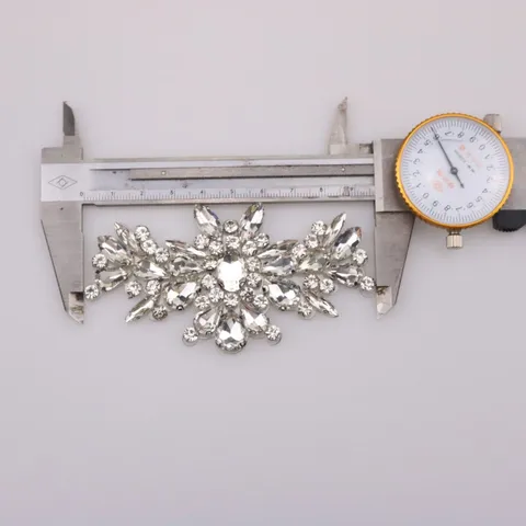 White Rhinestone Crystal Glass Applique Hot Fix Adhesive Flower Patch DIY Garment Shoe Clothing Accessories