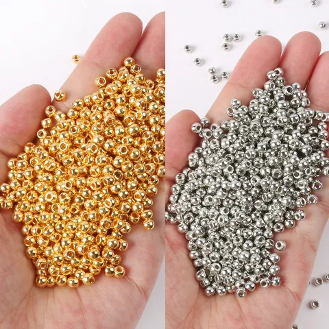 Metallic Acrylic Pony Beads Drum Barrel Beads For DIY Jewelry Making Accessories Gold Silver Plated Plastic Loose Beads