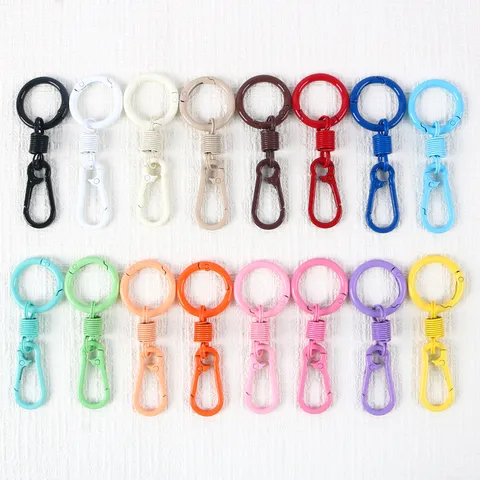 Colorful Metal Baking Paint Spring Ring Keychain Car Key Holder Bag Pendant DIY Craft Hardware Accessories