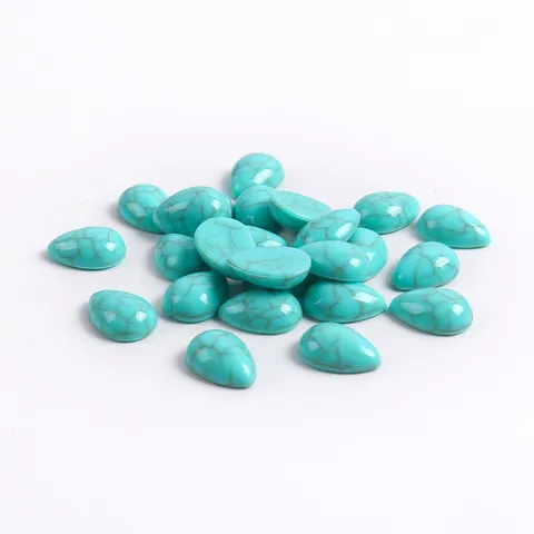 Perles en Vrac Imitation Turquoise Flatback en Forme de Goutte d'Eau Résine Acrylique Motif Craquelé pour Accessoires de Bijoux DIY