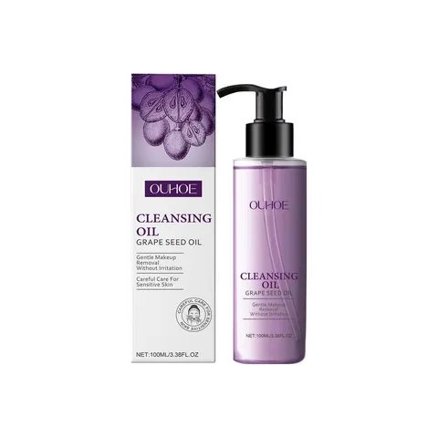 OUHOE Aceite Limpiador de Semilla de Uva Desmaquillante Facial Suave Limpieza Profunda de Poros Aceite Hidratante Piel