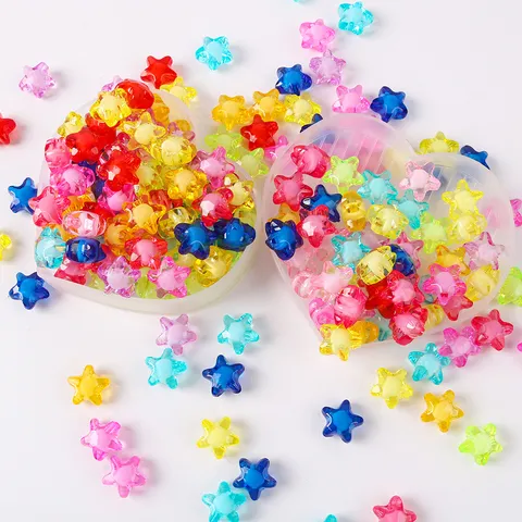 11mm Acrylic Star Beads Multicolor Transparent Star Loose Spacer Beads For DIY Jewelry Necklace Making Craft 50 Pieces