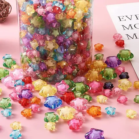 11mm Acrylic Star Beads Multicolor Transparent Star Loose Spacer Beads For DIY Jewelry Necklace Making Craft 50 Pieces
