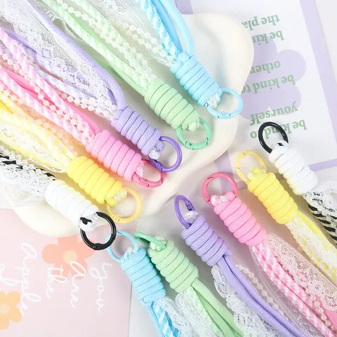 Cordón Trenzado de Encaje de Colores para Teléfono Cadena DIY Colgante de Bolso Correa de Muñeca Hecha a Mano Accesorios