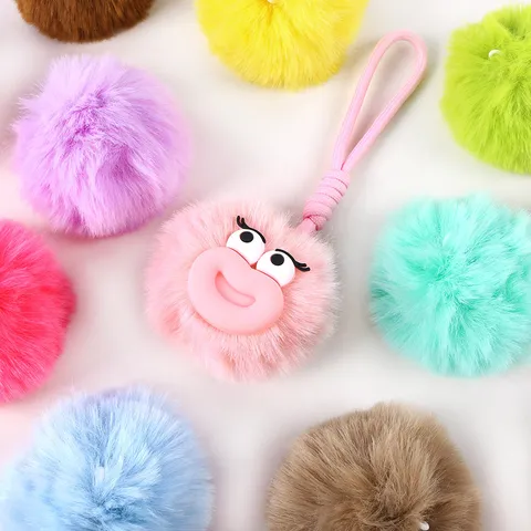 Colorful Faux Fur Pom Pom Pendant DIY Craft Handmade Fluffy Ball Bag Charm Accessories For Handbag Decoration
