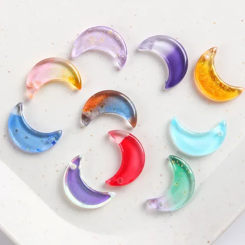 Irisierende Mond Glasperlen Magische Halbmond Anhänger Für DIY Armband Halskette Herstellung Schmuckzubehör Handwerk