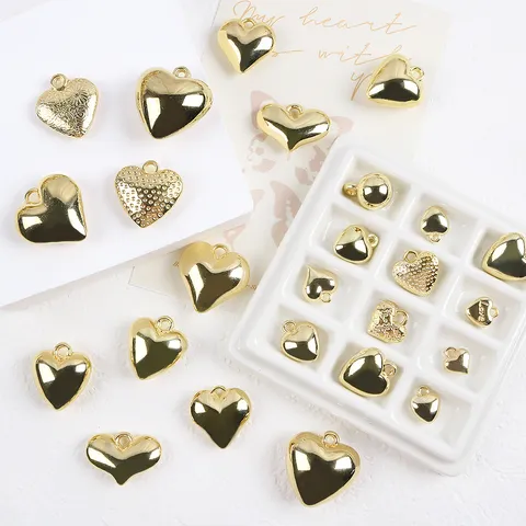 CCB Électroplaqué Or Cœur Pendentifs Boules Rondes Charms DIY Collier Bracelet Fabrication de Bijoux Accessoires