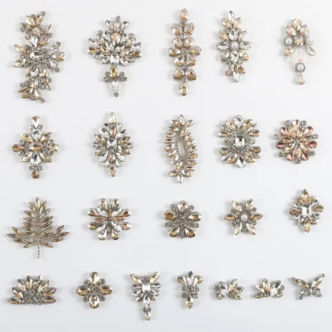 Gold Glas Strass Patch Hot-Fix Kleber Zum Aufbügeln Künstliche Kristallperlen Applikation Für DIY Kleidung Schmuck Zubehör