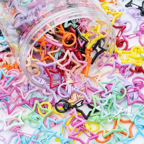 Colorful Lacquer Alloy Star Keychain Swivel Clasp DIY Jewelry Making Star Shaped Metal Snap Hook Connector Accessory For Bag Key Ring