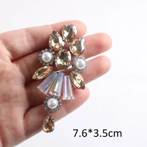 Gold Glas Strass Patch Hot-Fix Kleber Zum Aufbügeln Künstliche Kristallperlen Applikation Für DIY Kleidung Schmuck Zubehör