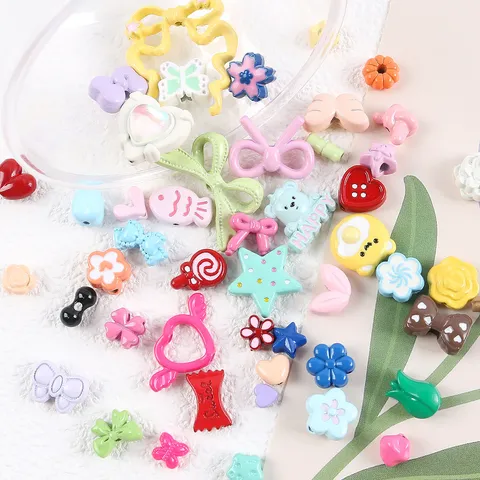 Alloy Cartoon Cute Loose Beads DIY Phone Chain Key Ring Necklace Jewelry Making Charms Mixed Styles Assorted Pack