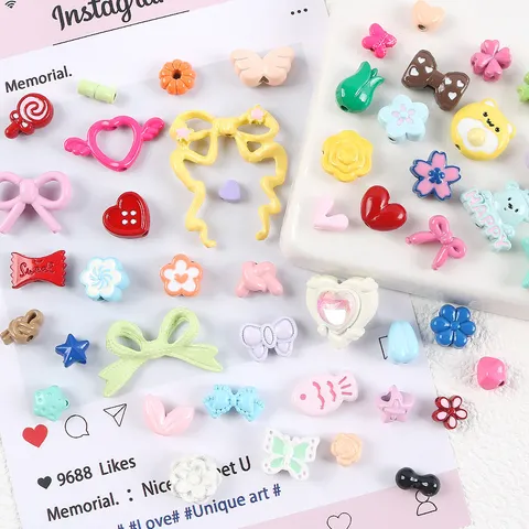 Alloy Cartoon Cute Loose Beads DIY Phone Chain Key Ring Necklace Jewelry Making Charms Mixed Styles Assorted Pack