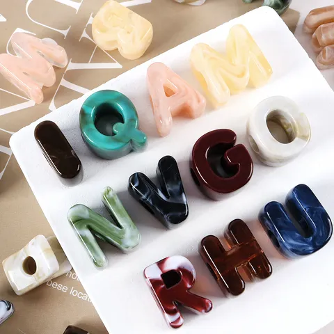 Acrylic Letter Loose Beads Imitation Jade Agate Large Hole Beads DIY Phone Chain Bag Pendant Clothing Accessories