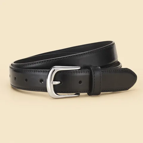 Women's Genuine Leather Pin Buckle Belt Minimalist Silver Horseshoe Buckle Casual Commuting Suit Jeans Fashion Waist Belt