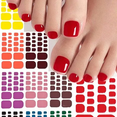 10 Sheets Summer Solid Color Toe Nail Stickers Full Wrap Self Adhesive Waterproof Toenail Decals For Women DIY Pedicure Art