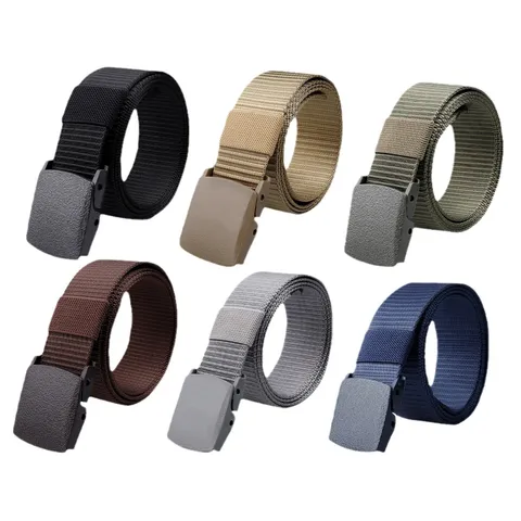 Men's Casual Tactical Nylon Woven Belt With Plastic Buckle Lightweight Outdoor Training Webbing Belt Adjustable Fashion Waist Belt For Men