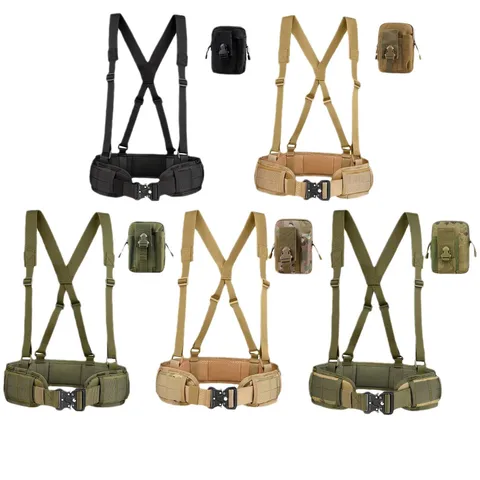 Tactical Belt Set Nylon Waist Girdle Heavy Duty Shoulder Straps With Metal Quick Release Buckle Outdoor Training Utility Belt