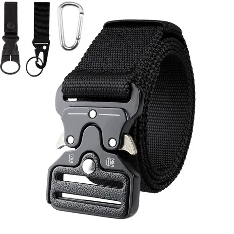 Men Tactical Belt Heavy Duty Quick Release Metal Buckle Nylon Belt Outdoor Casual Training Waist Belt