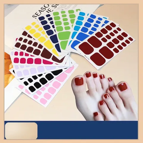 Glossy Solid Color Toe Nail Stickers For Women DIY Manicure Waterproof Full Cover Nail Art Wraps For Foot Nail Decor