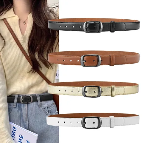 Unisex Casual PU Leather Belt With Oval Pin Buckle Versatile Denim Pants Belt Fashion Accessories For Men And Women