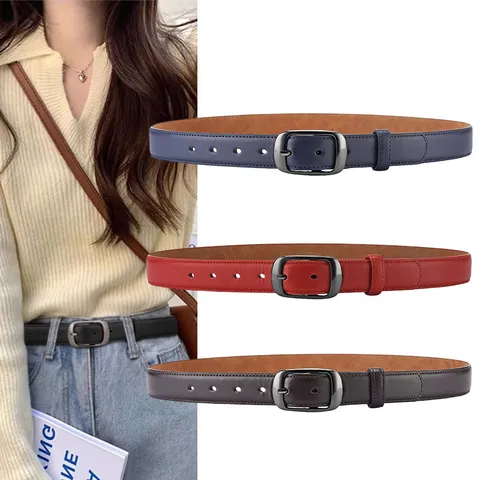 Unisex Casual PU Leather Belt With Oval Pin Buckle Versatile Denim Pants Belt Fashion Accessories For Men And Women