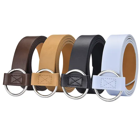 Minimalist Round Buckle Faux Leather Belt For Women Men Versatile Holeless Adjustable Fashion Casual Waist Belt Jeans Accessory